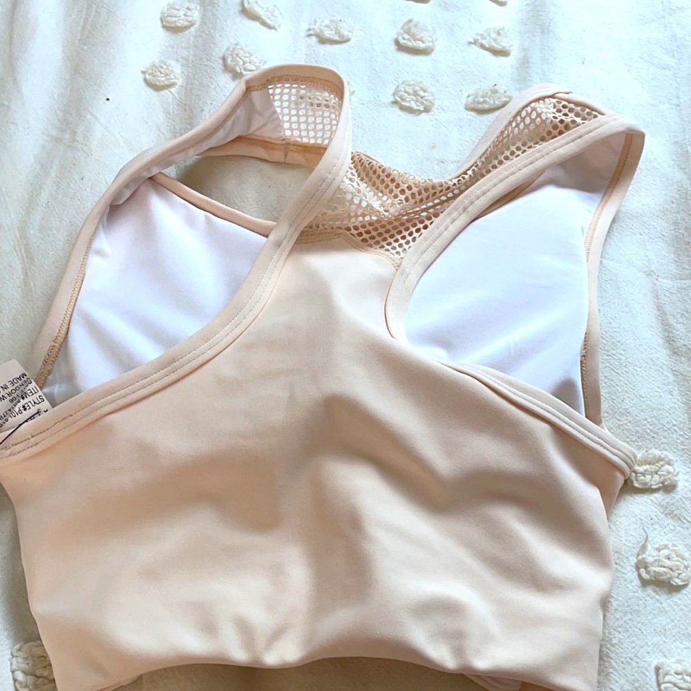 Cream sports bra